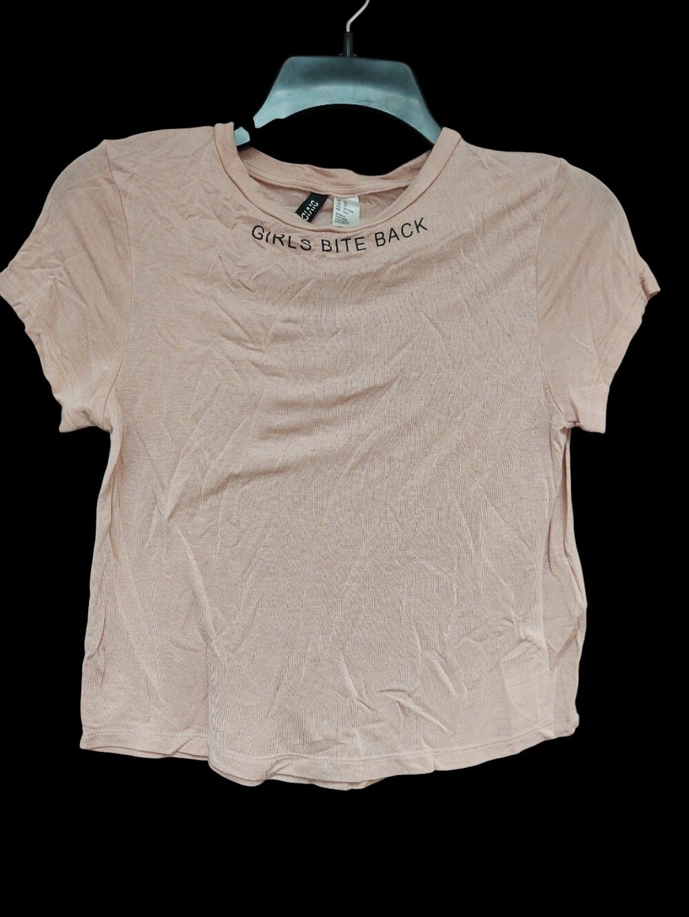 H & M Divided Pale Pink 'Girls Bite Back' Short Sleeve Tee XS